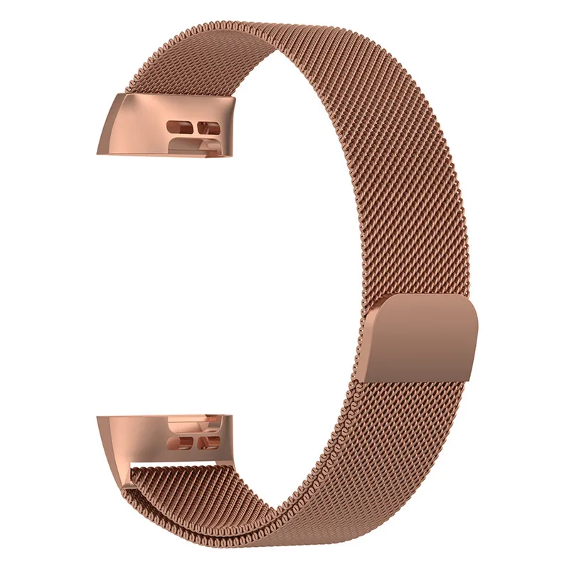 Rose Gold Металлический браслет из нержавеющей стали Миланская Магнитная Петля ремешок для FitBit Charge 3 Смарт-часы ремешок умные аксессуары - Цвет: Rose Gold