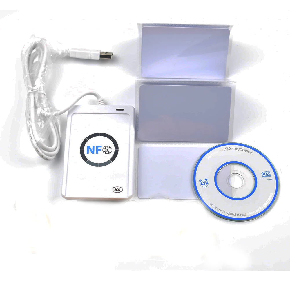 Считыватель смарт-карт USB ACR122U NFC RFID, записывающее устройство для всех 4 типов NFC (ISO/IEC18092), бирки + 5 сменных UID карт + 1 SDK CD
