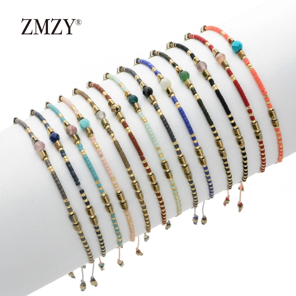 ZMZY Boho Тонкий каменный браслет Миюки деликатный женский с шармами ювелирные