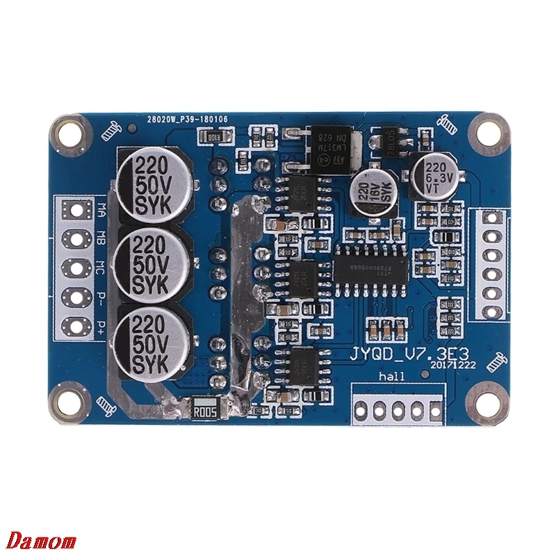 DC 12 V-36 V 15A 500W бесщеточный контроллер двигателя зал BLDC драйвер платы Damom