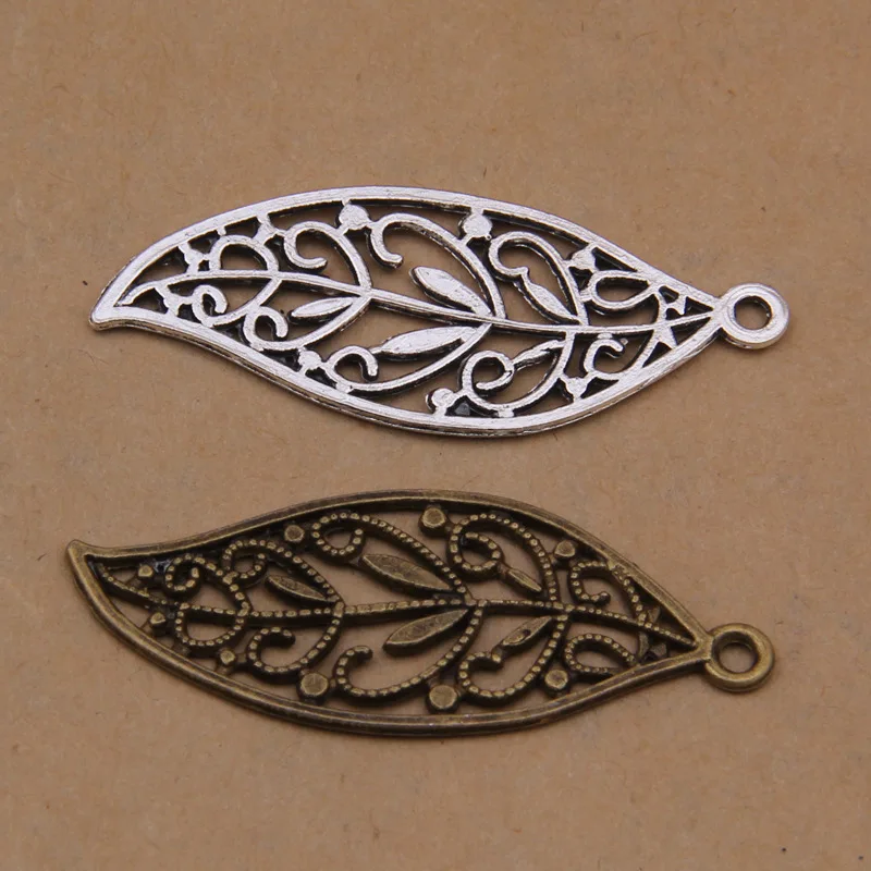 

100pcs Charm hollow Leaves pendant 28x45mm 2.1g Antique silver bronze Handmade Jewelry Making DIY Supplies Alloy accessories Hot