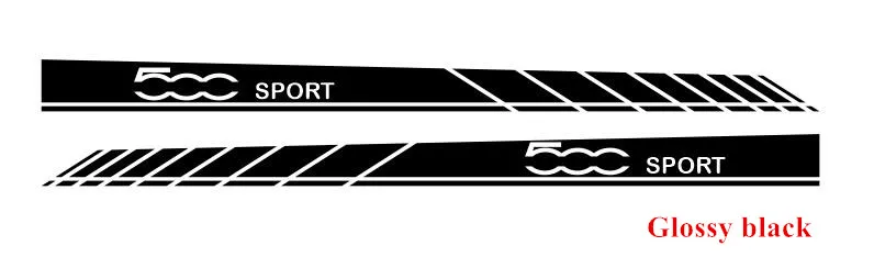 Glossy black Спортивный стиль, наклейка на кузов автомобиля, автомобильная дверь, боковая юбка в полоску для Fiat 500, автомобильная наружная виниловая наклейка на заказ - Название цвета: Glossy black