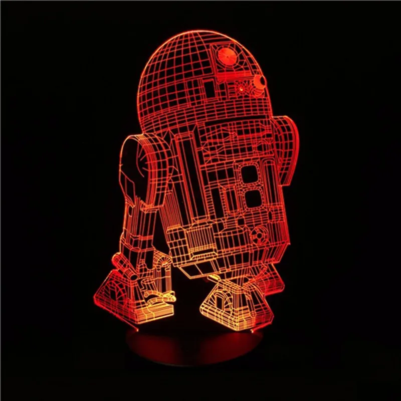 Робот R2D2 Звездные войны 3D визуальный индикатор светодиодный 7 цветов Сенсорный пульт Управление сна Ночная светится в темноте игрушки для подарок на день рождения