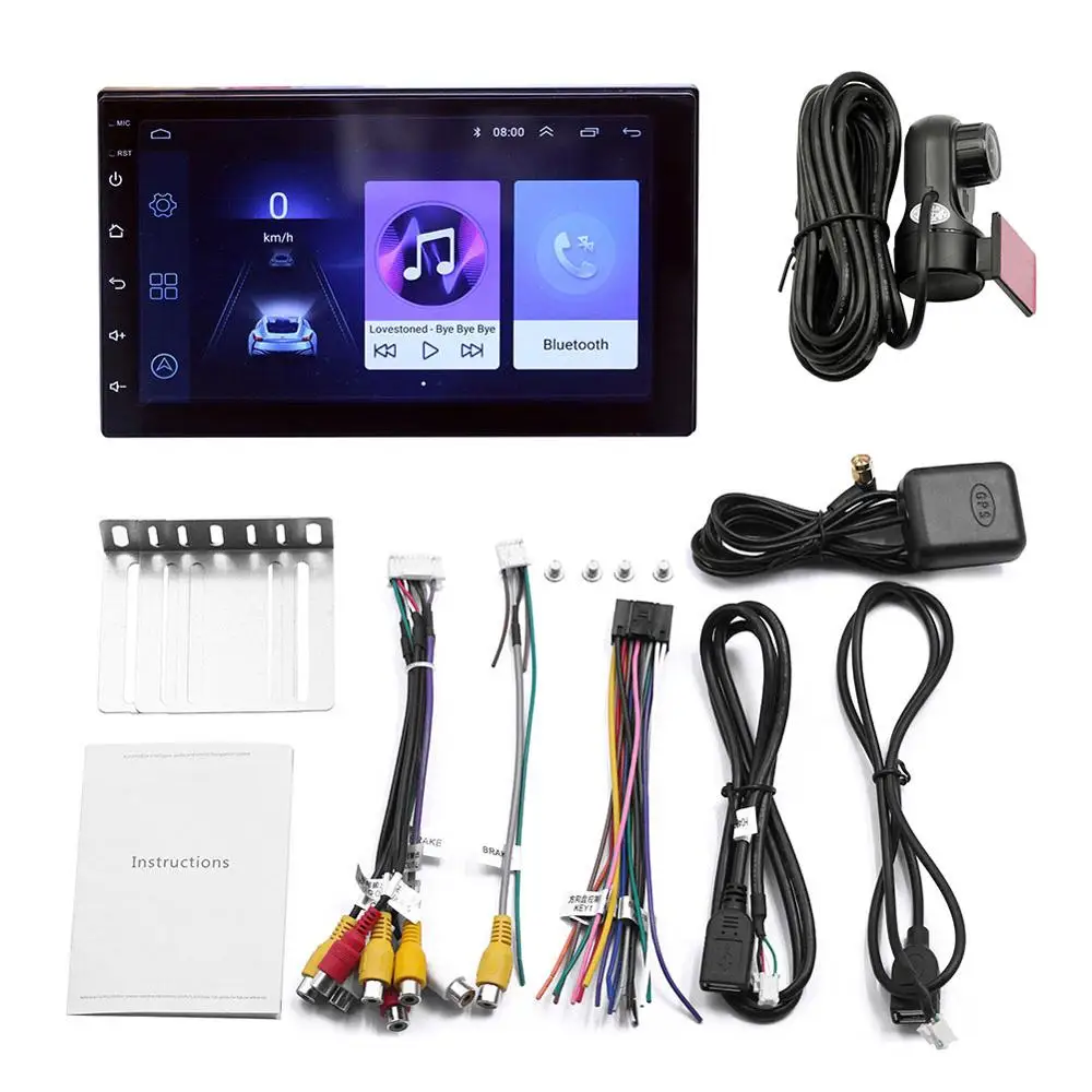 Радио 2din Автомагнитола Android мультимедийный плеер авторадио 2 Din 7 ''сенсорный экран gps wifi DVR Bluetooth FM Авто аудио стерео - Цвет: With Recorder
