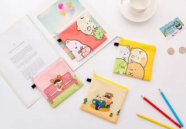 1 шт. Kawaii Мини Сумико гураши енот полиэстер Sundry Косметические Сумки для монет на молнии органайзер для хранения канцелярская карточка держатели