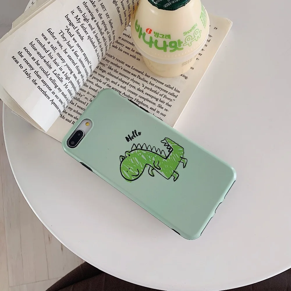 ORYKSZ Cartoon Dinosaur Dog Phone Case For iphone XS Max XR X 6S 6 7 8 Plus Silicone Cases Art Painted Cover |