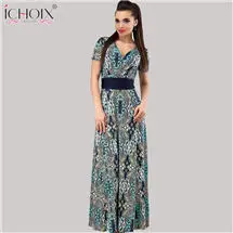 ICHOIX, большие размеры, 4XL, 5XL, 6XL, летние, бохо стиль, макси платья, женские, сексуальные, короткий рукав, одежда с принтом, плюс глубокий v-образный вырез, макси платье, Vestidos