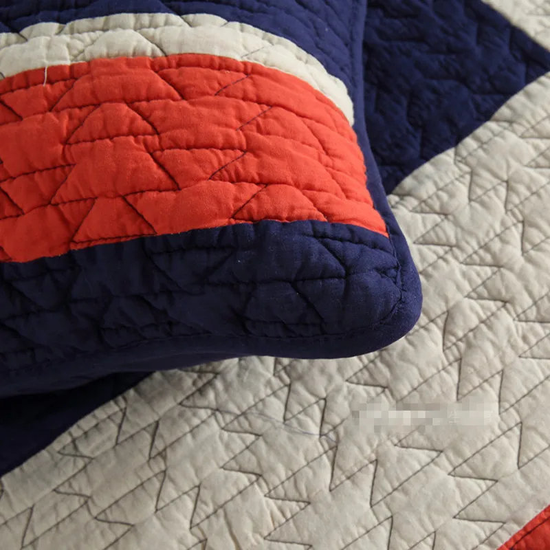 100% хлопок 3 шт. синий оранжевый лоскутное стеганое покрывало для