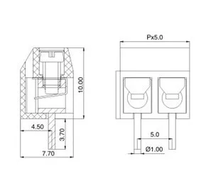 100 шт./лот KF301-5.0-2P KF301-3P KF301-4P шаг 5,0 мм прямой контакт Американская классификация проводов 2р 3P 4P винт клеммный блок печатных плат разъем сине-зеленый