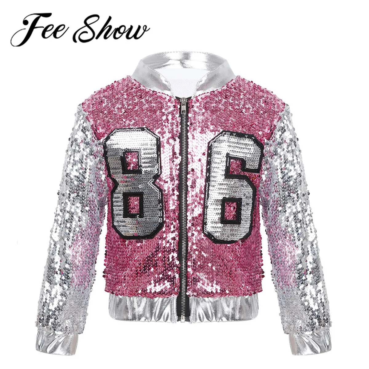 Детская куртка с блестками для девочек Современная джазовая тренировочная