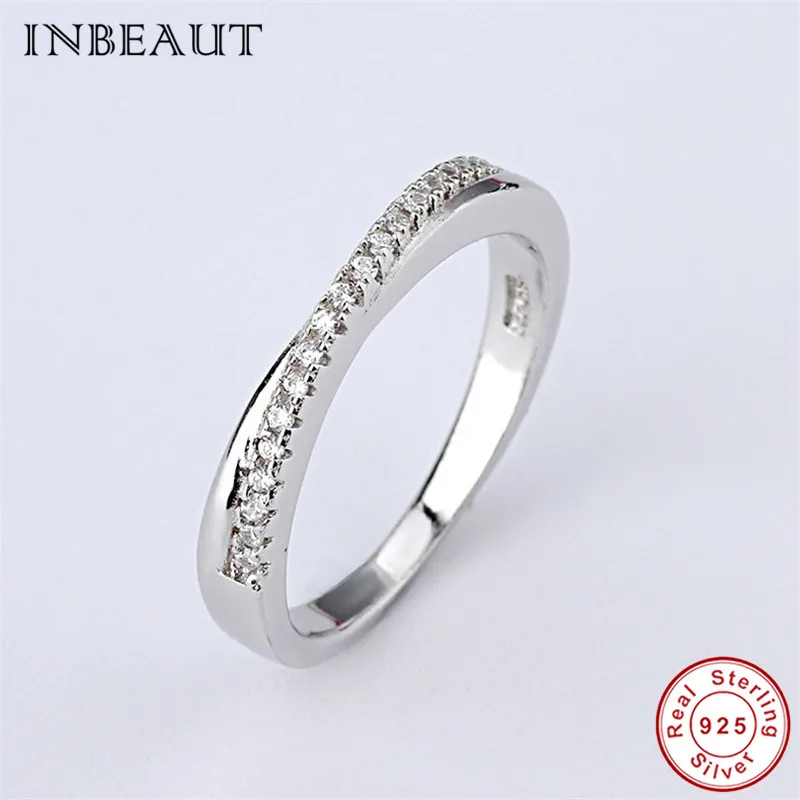 INBEAUT, женские кольца с крестиком, одноцветные, 925 пробы, серебряные, круглые, CZ камень вместе, Forever Destiny, Ультрамодный Рождественский подарок