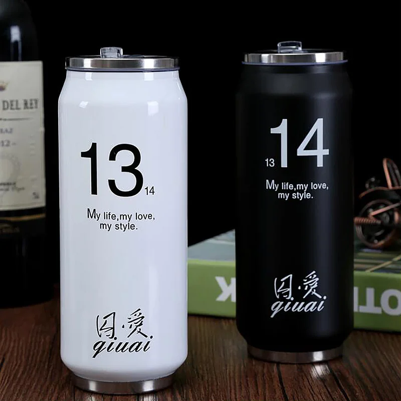 Вакуумная чашка в стиле поп банка из нержавеющей стали с соломинкой термосы