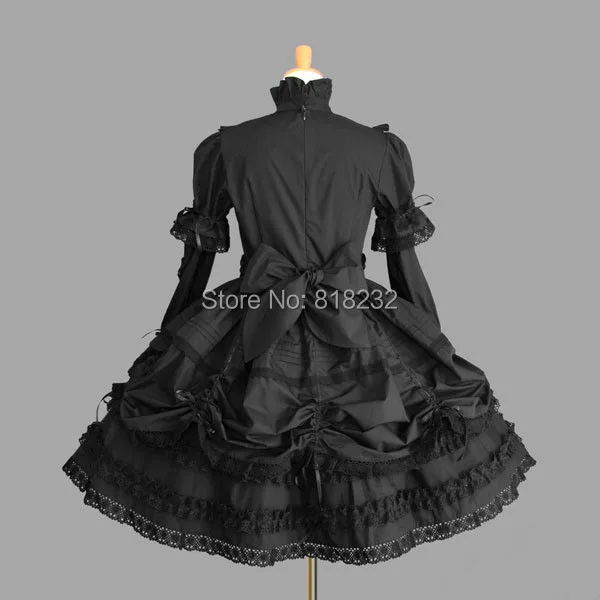 

Lolita Gothic Vintage Princess Lace Bowknot Joint Sleeve Formal Dress Daily Cosplay Costumes