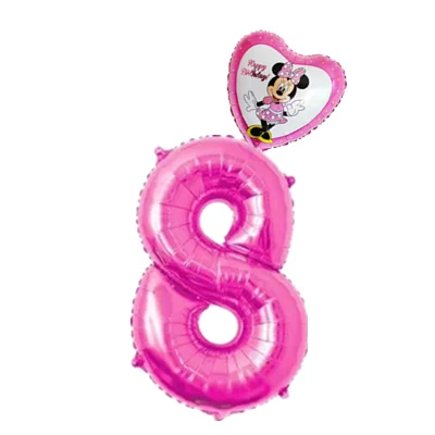 pink 8 32 дюйма розовый и голубой номер рисунок Фольга надувные шары Mickey воздушный шар "Минни" 1 2 3 4 5 6 7 8 9 лет Одежда для мальчиков и девочек День рождения украшения - Цвет: pink 8