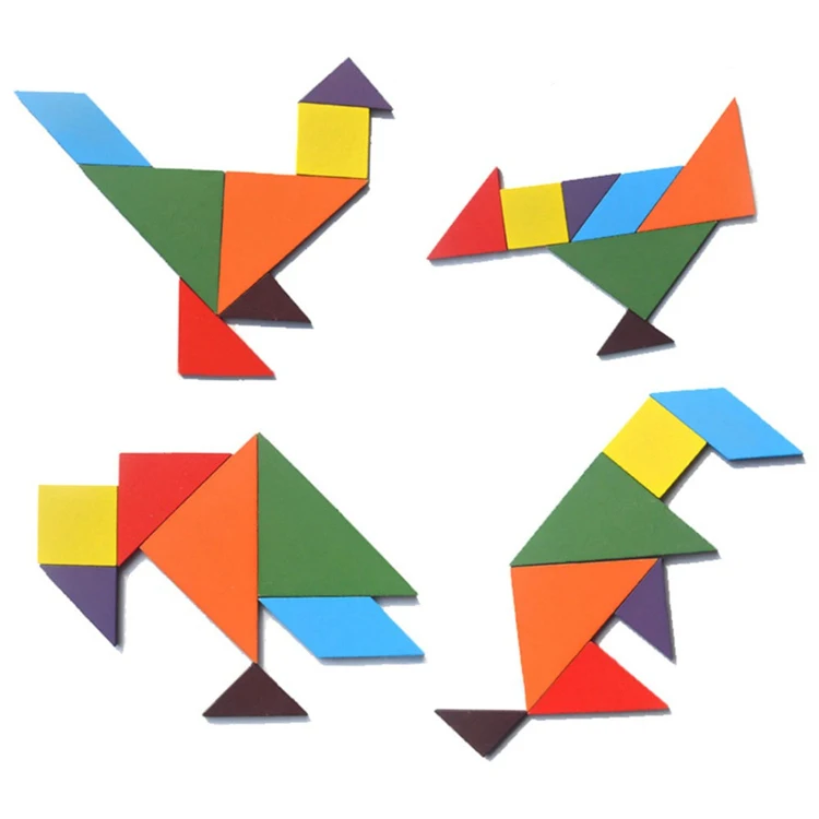 Деревянные Tangram 7 шт головоломки игрушки для детей Обучающие образовательные