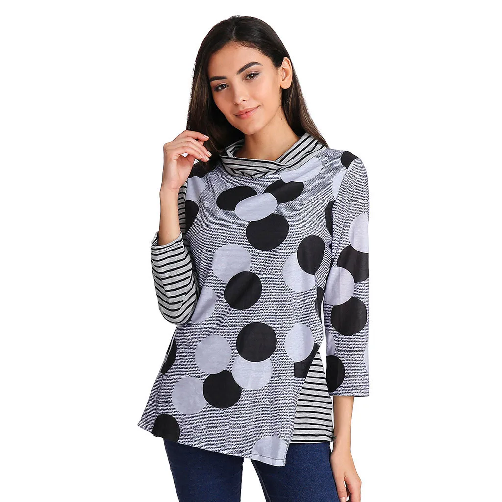 Женские топы с рукавом 3/4 полосатая блузка в горошек blusas mujer de moda 2018 и блузки| |