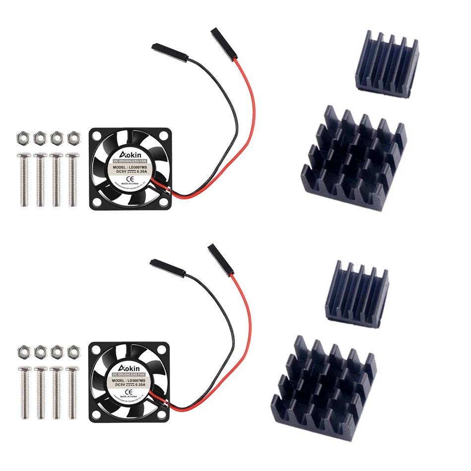 Комплект внешнего охлаждающего вентилятора для радиатора Raspberry pi Model B + Plus 2 3