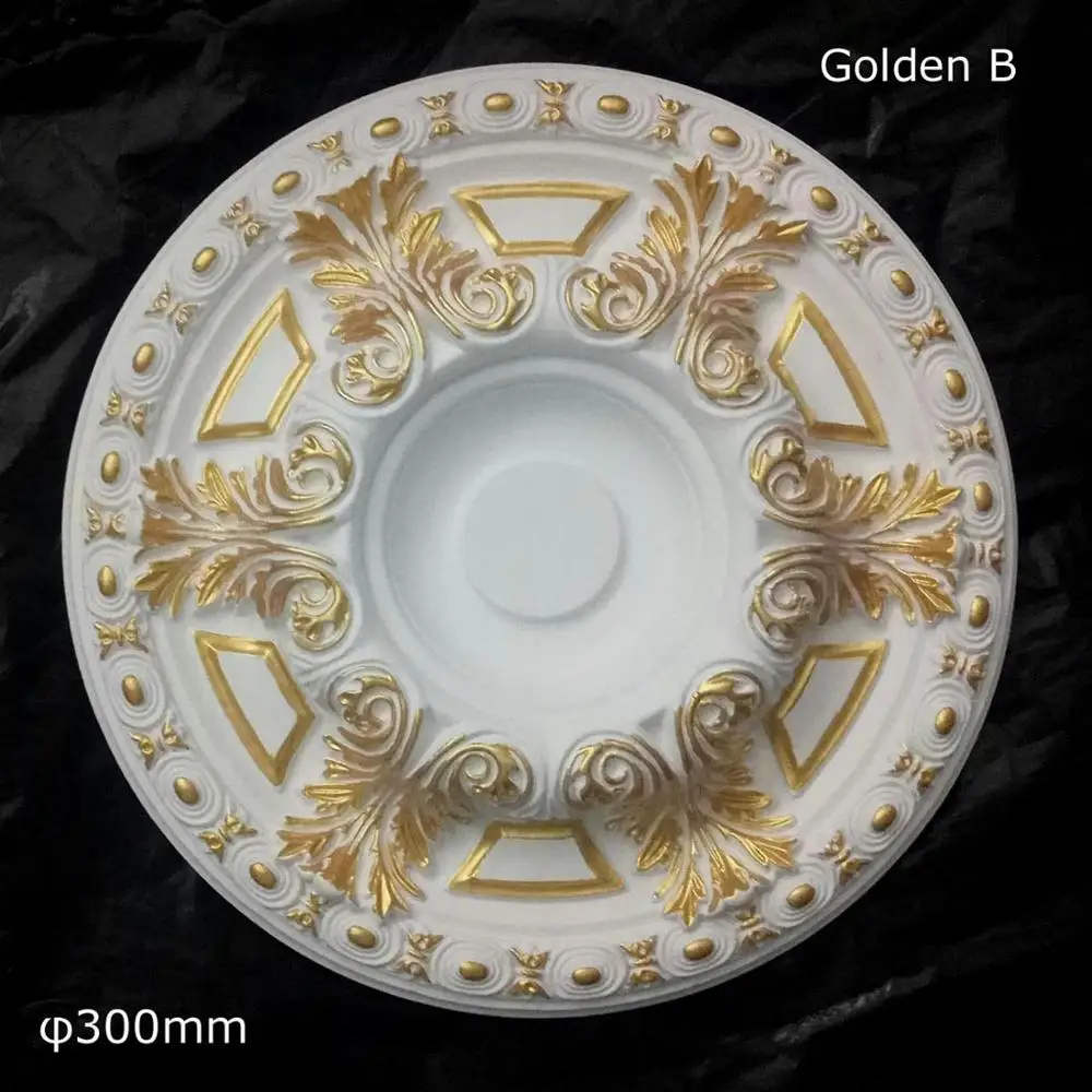Golden B Искусственная Декоративная Потолочная Роза D300mm Подвесная лампа база капля свет декоративная панель потолочное украшение из розы - Цвет: Golden B