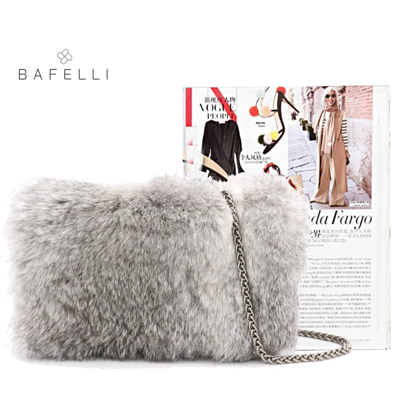 BAFELLI осень и зима Новое поступление настоящая меховая цепочка сумка на плечо