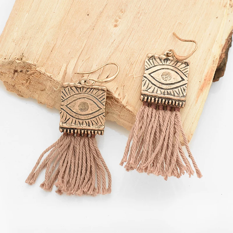 Этнические богемные хлопковые драгоценные серьги кисточки для женщин Винтажные
