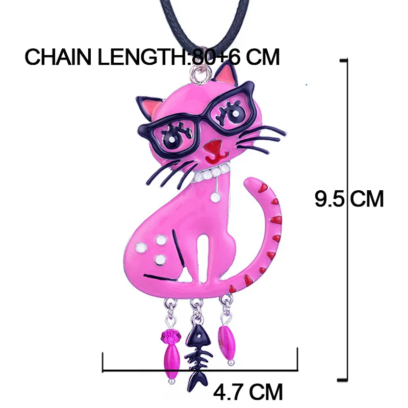 

Cring Coco New Design Cute Blue Cat Pendants & Necklaces Statement Jewelry Personalized Enamel Cartoons Animal Necklace for Girl