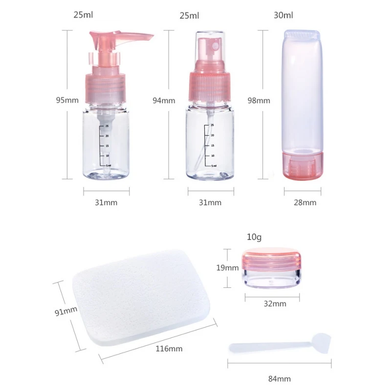 7 шт. бутылки для многоразового использования набор путешествий герметичные