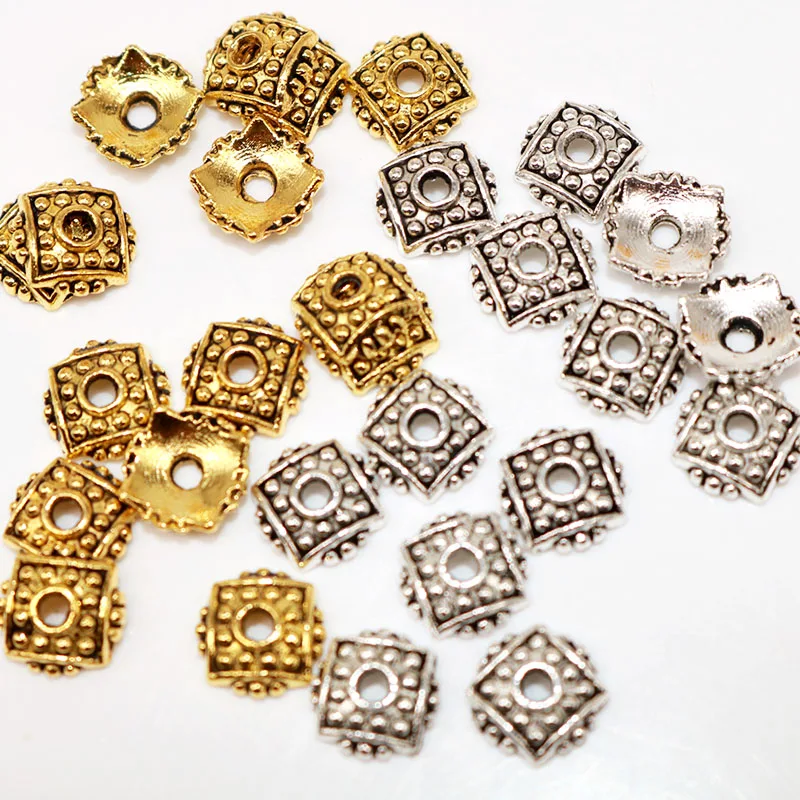 Металлические винтажные посеребренные Концевики 8 мм из сплава шапочки для бусин