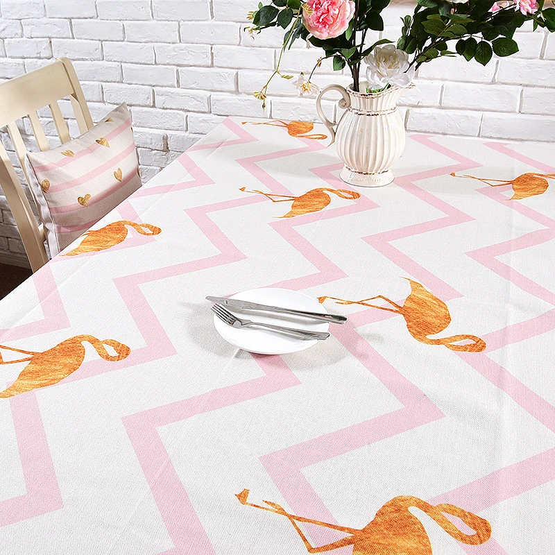 Pineal House Flamingo Stripe Deer Northern Europe Table Cotton Fabric Clear Tablecloth Rectangle Tea Cloth | Дом и сад