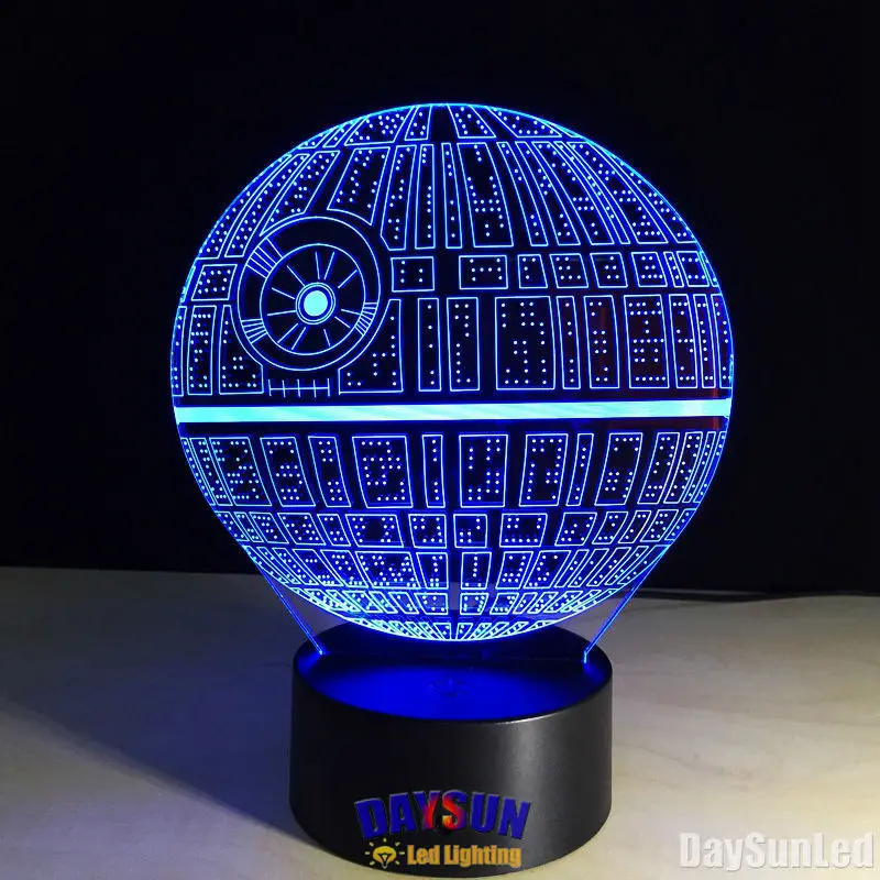 Лидер продаж 2016 года Star Wars Death 7 цветов 3d светодиодный ночник все Цвет Flash в свою