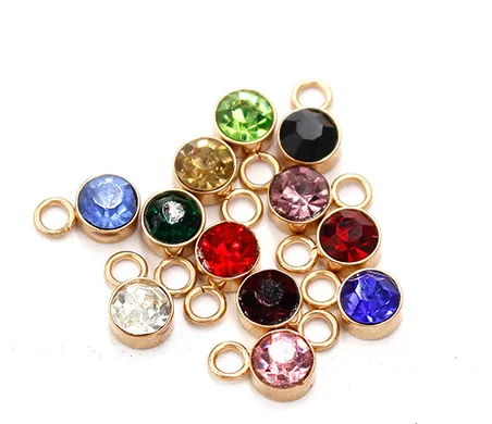 

50pcs 6mm Steel/Gold Color Stainless Steel Small Birthstone Floating Hang Charms Pendant Fit For Necklace Women Jewelry