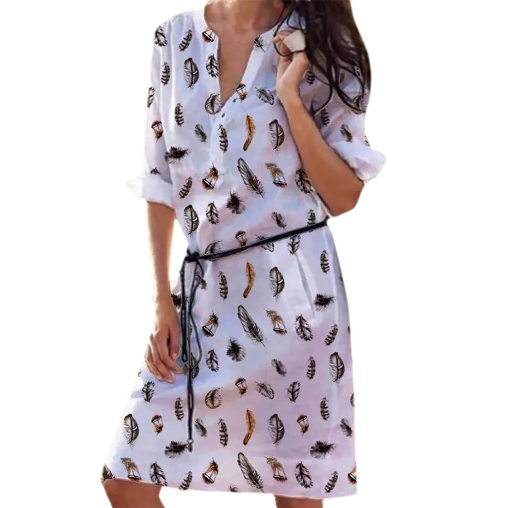 Женское платье с перьями круглым вырезом и полурукавами | Женская одежда
