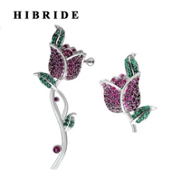 hibride 2 colors elegant flower women earrings aaa cz crystal white gold color stud earring brincos boucle doreille e 365