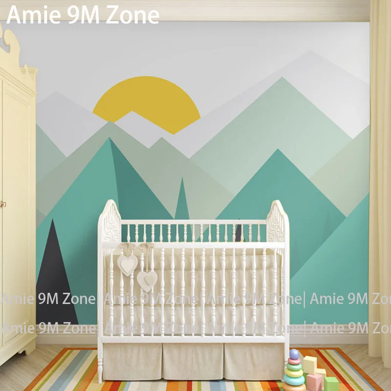 Настенные обои с изображением чистой зеленой горы на стену для детской комнаты