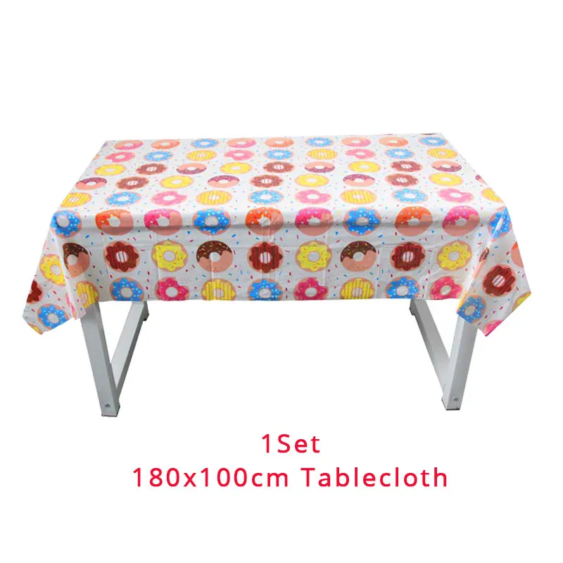 1pcs tablecloth Donut Party Donut Wall Wedding Party Decoration Disposable Tableware Set Ice Cream Party Balloons Kids 1st Birthday Decorations - Цвет: 1pcs tablecloth