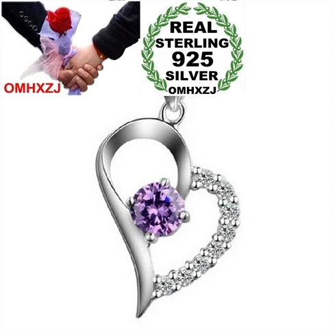 OMHXZJ оптовая продажа сердце женщины натуральный аметист Мода kpop звезда 925