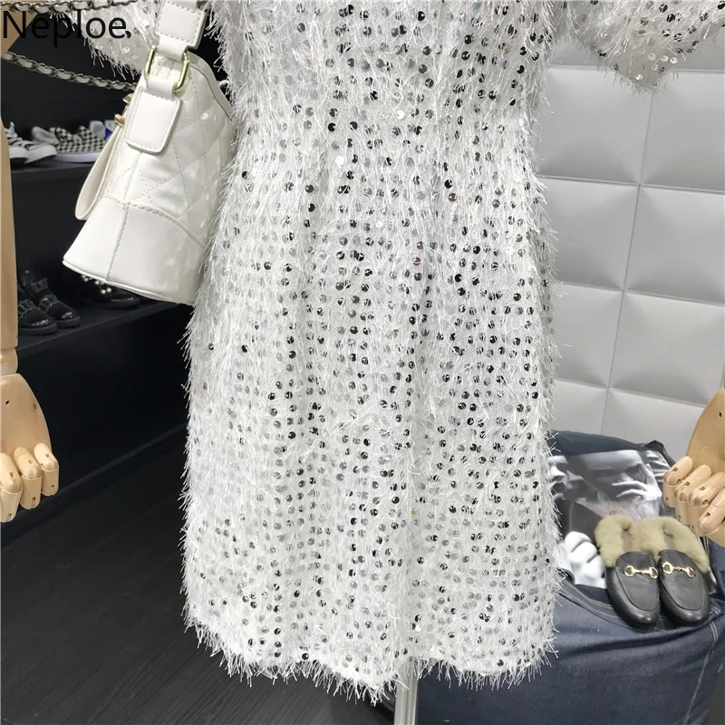 Neploe/лето 2019 женское платье шикарное с кисточками блестками Vestidos модное круглым