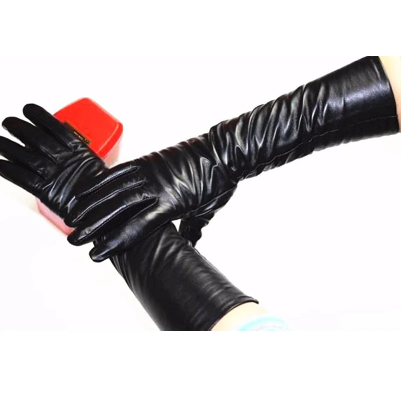 Длинные перчатки из овечьей кожи 38 см|gloves velvet|long leather glovessheepskin gloves |