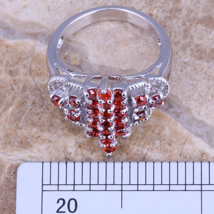 Отличный Красный гранатовый серебряное модное кольцо размер 7 75/9 E065|ring size|fashion