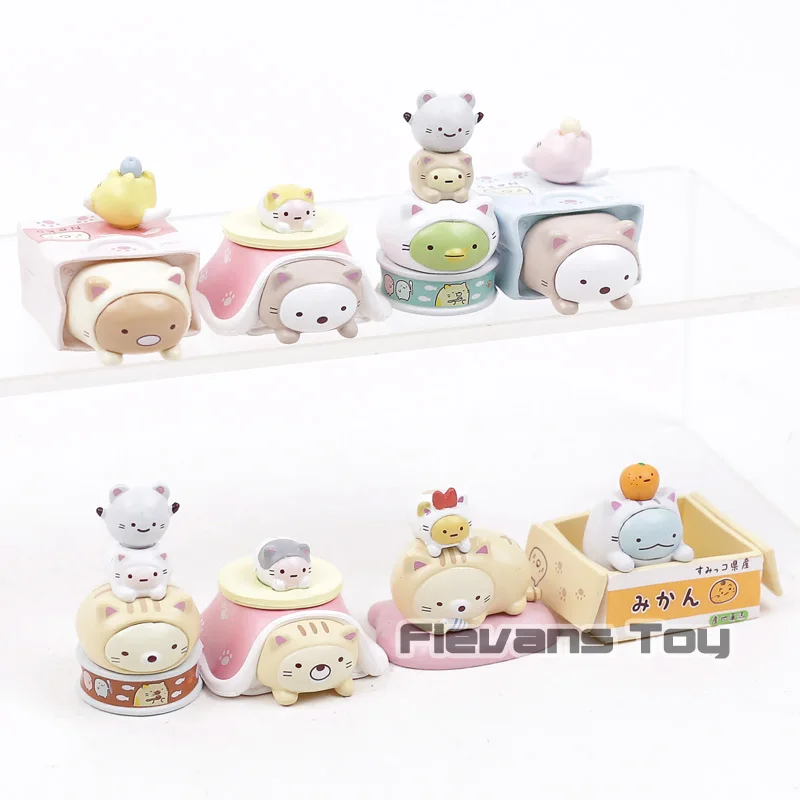 Sumikko Gurashi Shirokuma тонкацу Неко tokage Pengin Мини Kawaii Фигурки Коллекция игрушек украшение автомобиля куклы 8 шт./компл