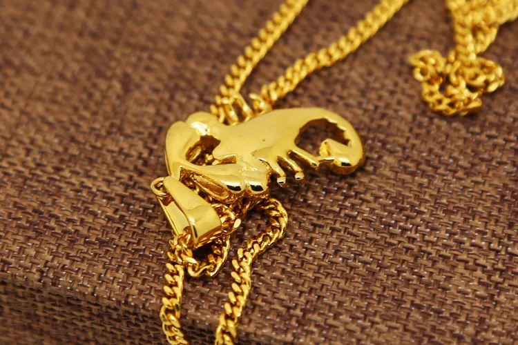 Мужское ожерелье золотого цвета с подвеской Скорпион и 3 мм 24 дюйма|necklace high