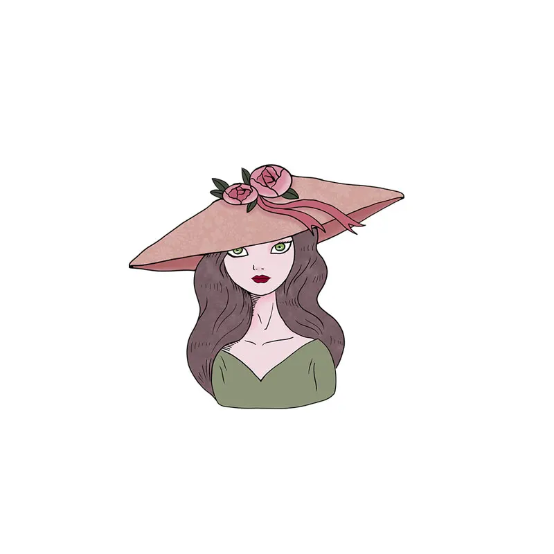 YOJA Cartoon Girl Wearing Big Hat PVC Switch Sticker Leisure Life Pastoral Style Decor Wall Decal High-quality 8SS1397 Дом и сад