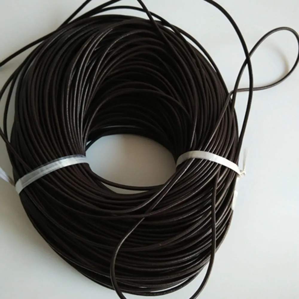 

100m black guniune real round leather cord 1.5mm 2mm 2.5mm 3mm 4mm 5mm can be chosen jewelry strings ropes LEC002