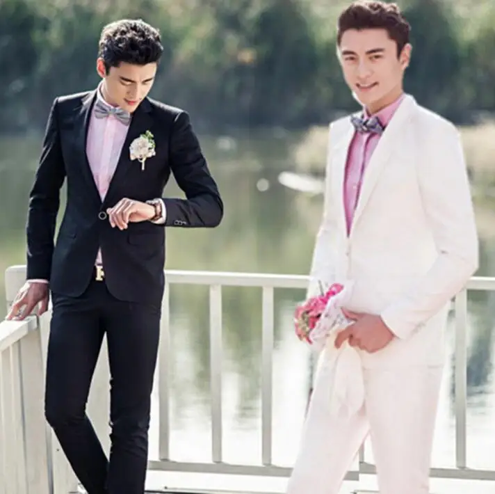 Chorus mariage groom wedding suits for men blazer boys prom fashion slim masculino latest coat pant designs white black | Мужская одежда