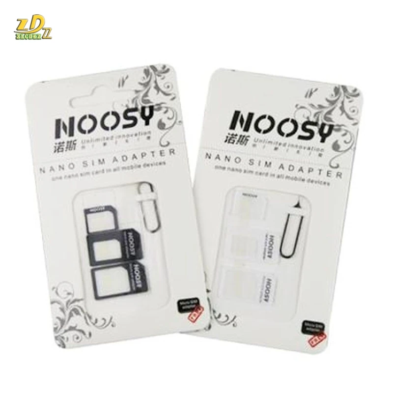 4 в 1 Noosy Nano sim-карта адаптер+ Micro sim карта s адаптер+ стандартный адаптер sim-карты+ штырьковый разъем для sim-карты для iPhone 3000 комплект