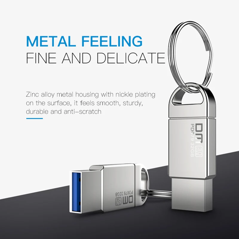 DM PD079 USB флеш-накопитель 64 ГБ металлическая Флешка USB 3,0 карта памяти 32 Гб флеш-накопитель реальная емкость 16 Гб USB флешка