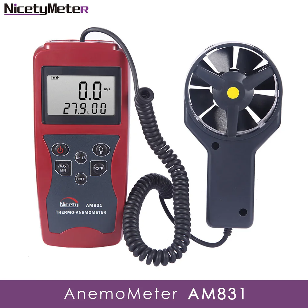 Nicetymeter AM831 LCD ручной цифровой анемометр измеритель скорости ветра и измерение