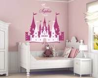 princess castle wall stickers personalized name vinyl decal girl nursery wall sticker removable castle home decor mural za280