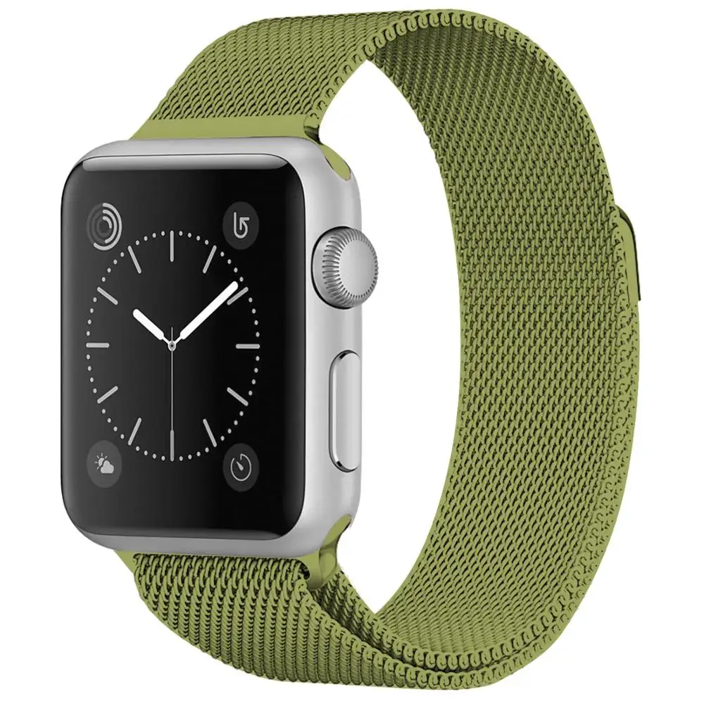 Green Ремешок для Apple Watch 38 мм 40 мм 42 мм 44 мм, Миланская Петля из нержавеющей стали, сетчатый Спортивный Браслет, магнитная застежка для iWatch серии 1/2/3/4 - Цвет ремешка: Green