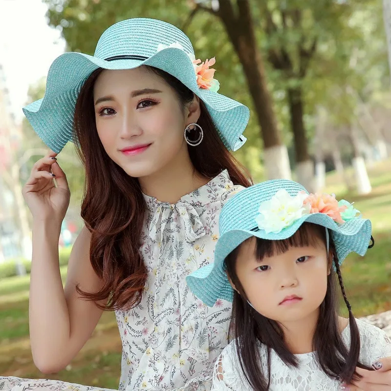 mommy and me Sun hat Mother daughter Travel cap Wave family clothes outfits look mom mum girl matching Beach caps C0299 | Детская одежда