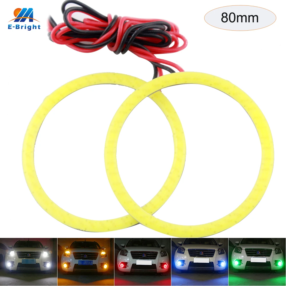 YM E-Bright COB ангельские глазки 80 мм 2 штуки(1 пара) Авто Halo кольца 63 SMD COB 8 см angel Eye Автомобильные фары мотоцикл белый 12 В